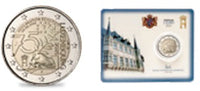 4er Set Coincard 2 Euro Sondermünze Luxemburg 2025 #2x Col,2x Normal