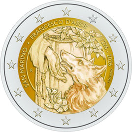 Reverse Proof 2 Euro Sondermünze San Marino 2026"800. Todestag von Franz von Assisi"