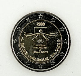 2 Euro Sondermünze Belgien 2008"Menschenrechte"