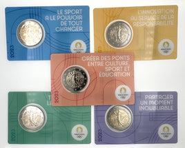 5 x Coincard 2 Euro Sondermünze Frankreich 2023"Olympische Spiele Paris 2024"